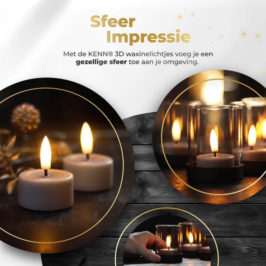 KENN® LED Waxinelichtjes – Set van 10 – Taupe
