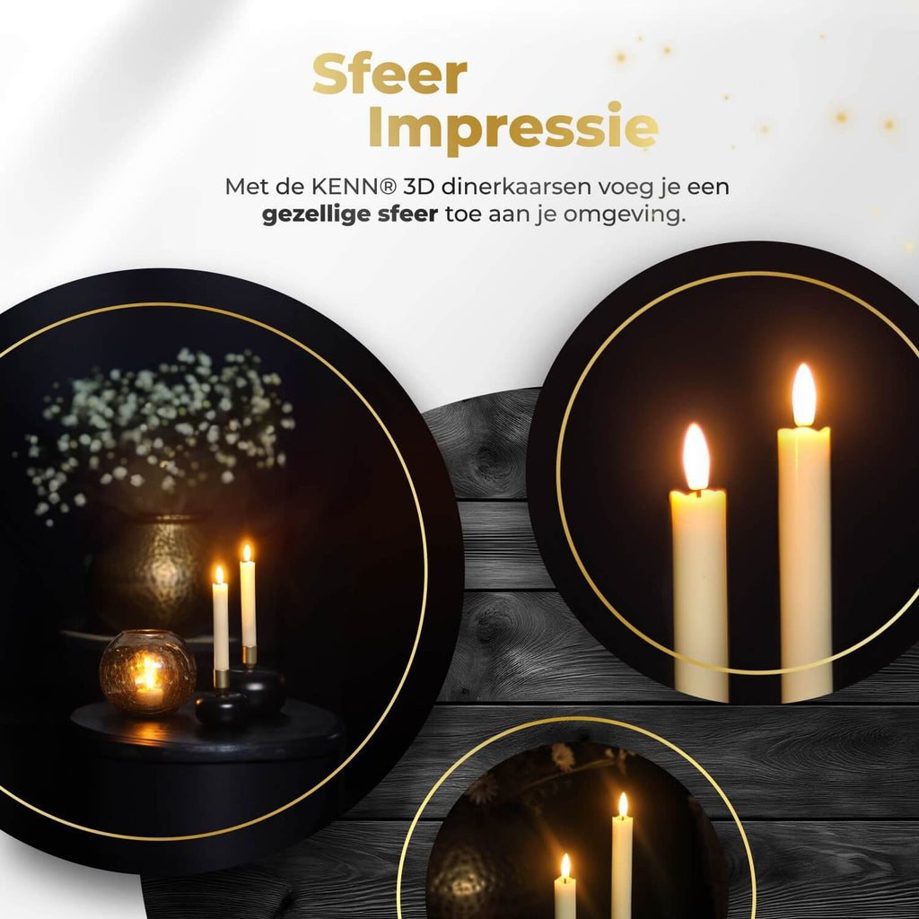 KENN® LED Dinerkaarsen Klein – Set van 2 – Ivoor