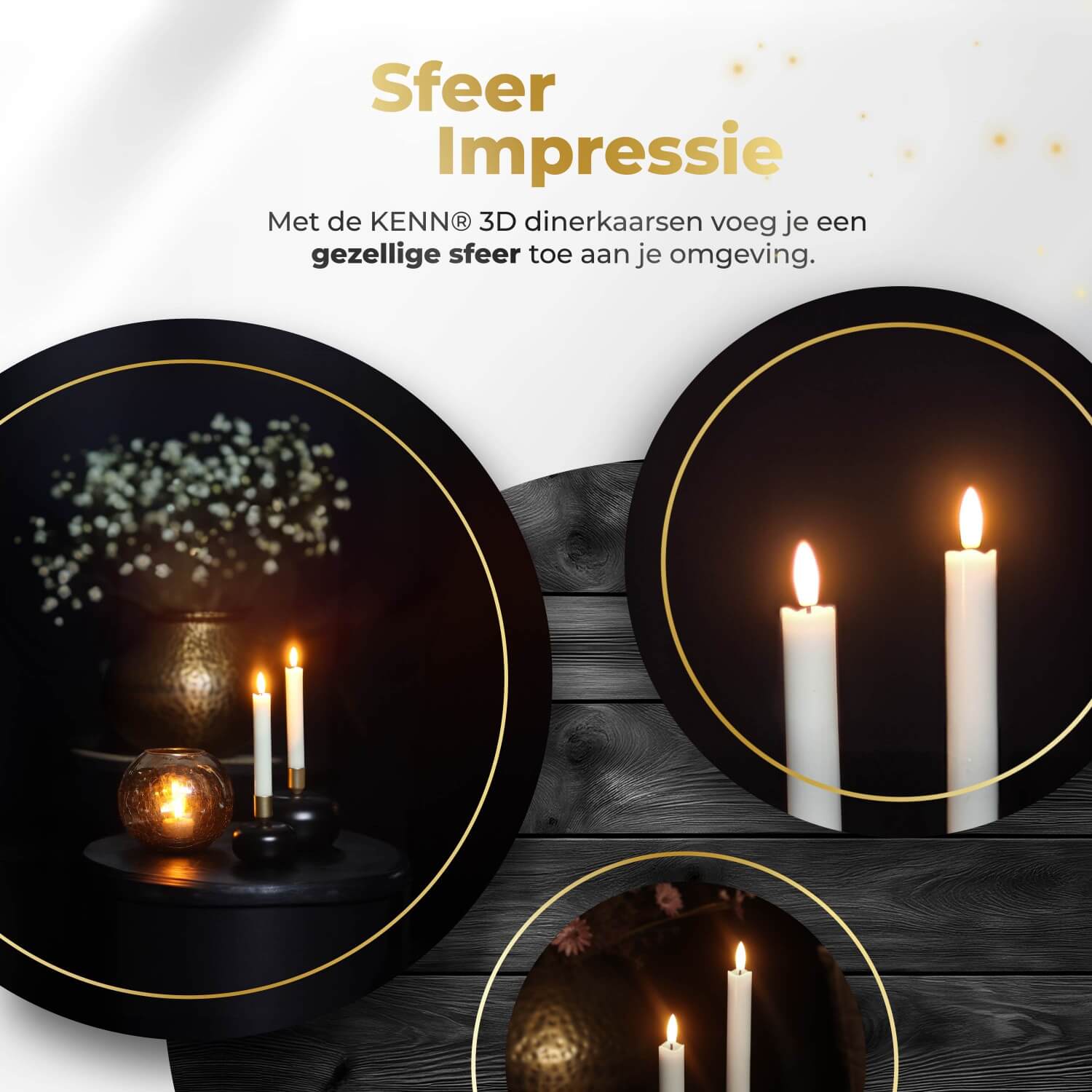 KENN® LED Dinerkaarsen Klein – Set van 2 – Wit