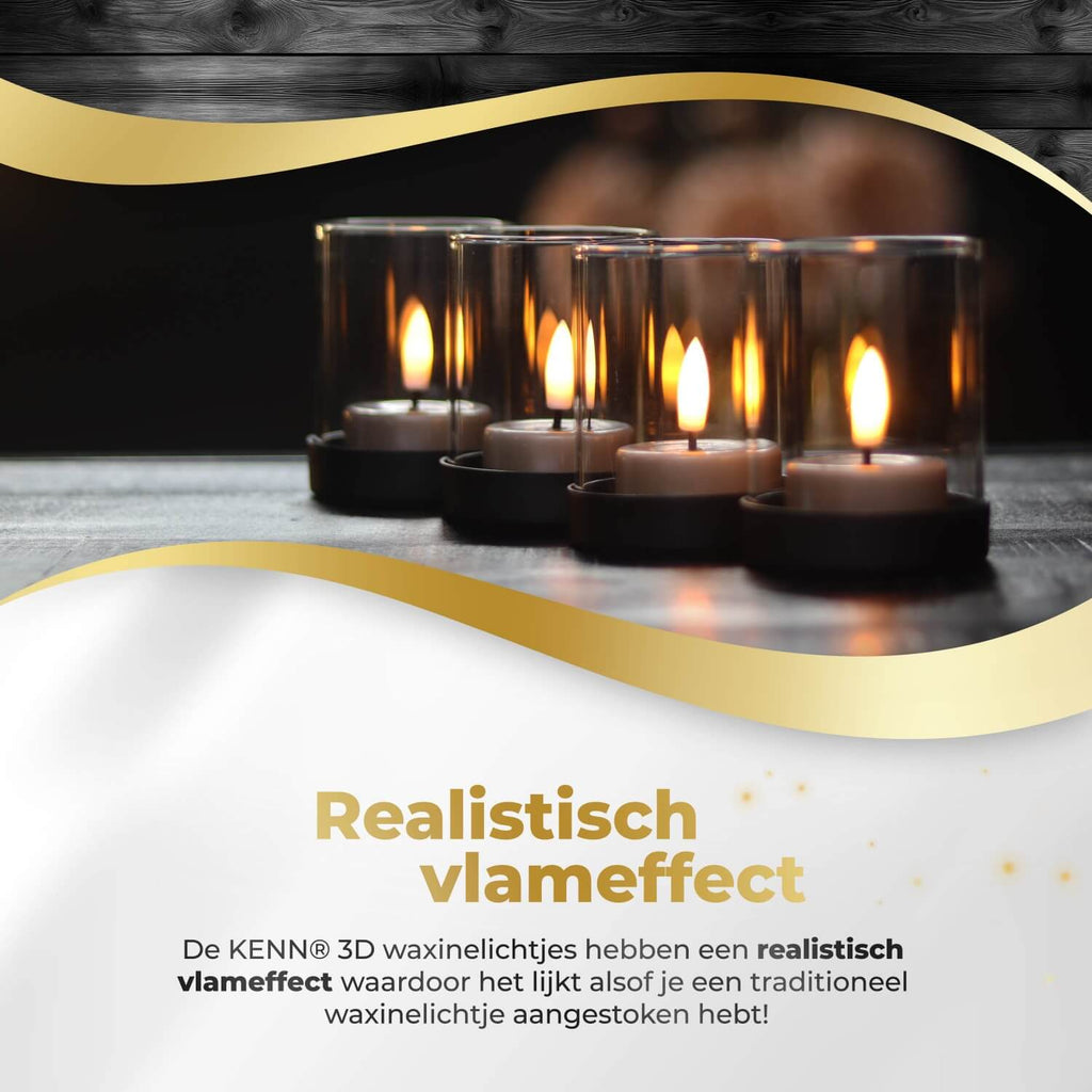 KENN® LED Waxinelichtjes – Set van 10 – Taupe
