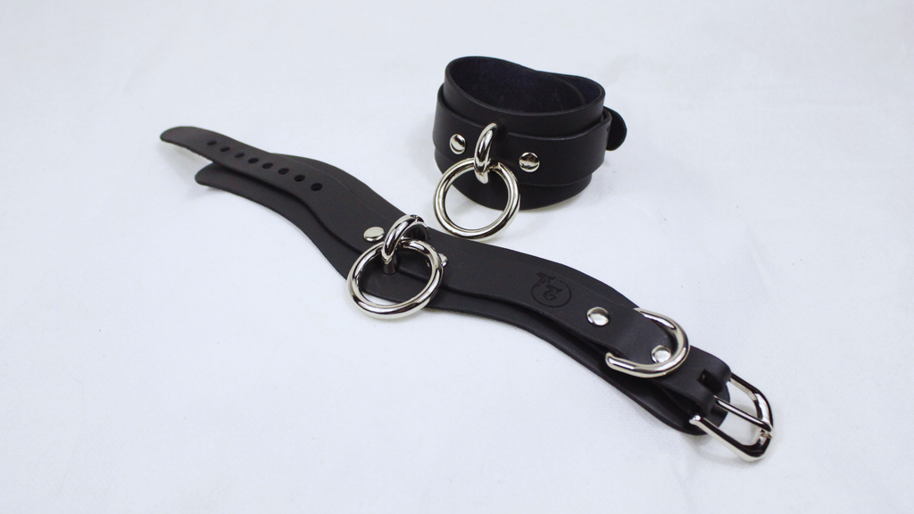 Bondage Cuffs Black Leather Submissive Restraints
