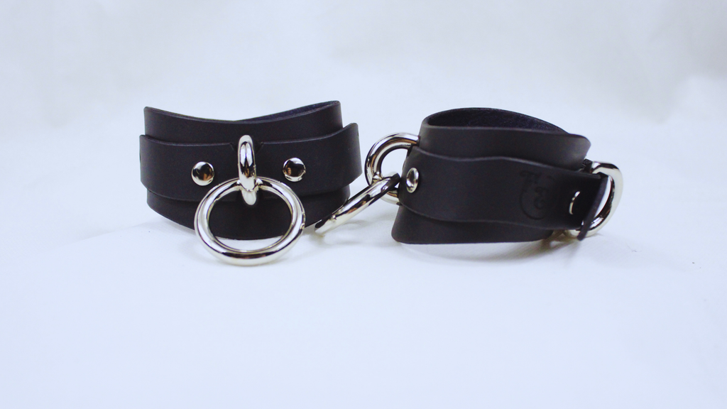 Bondage Cuffs Black Leather Submissive Restraints