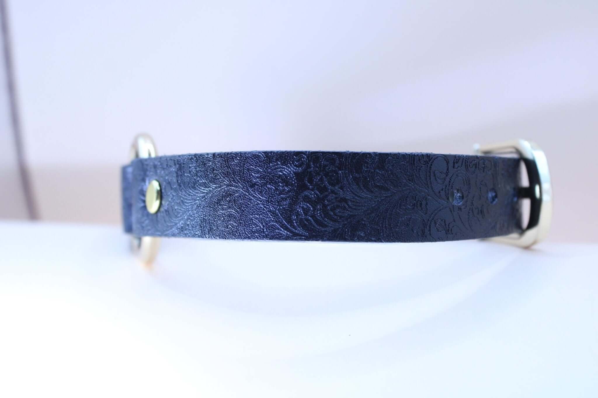 Black Floral BDSM Collar Elegant Sub Design