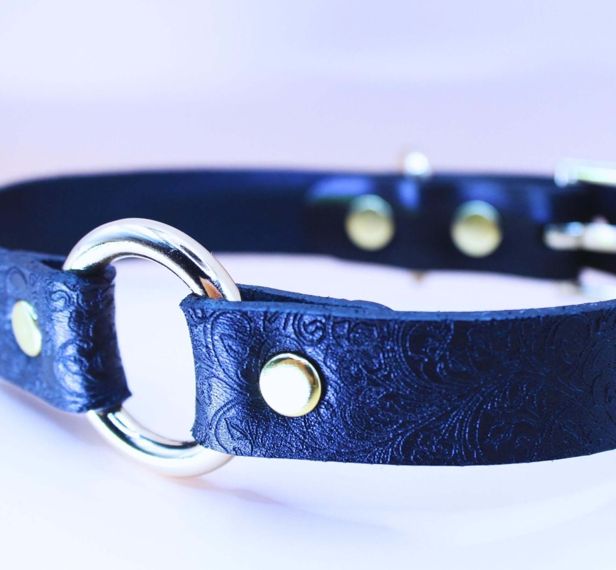 Black Floral BDSM Collar Elegant Sub Design