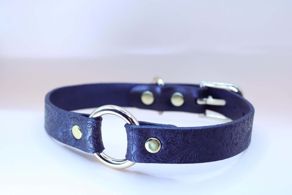 Black Floral BDSM Collar Elegant Sub Design