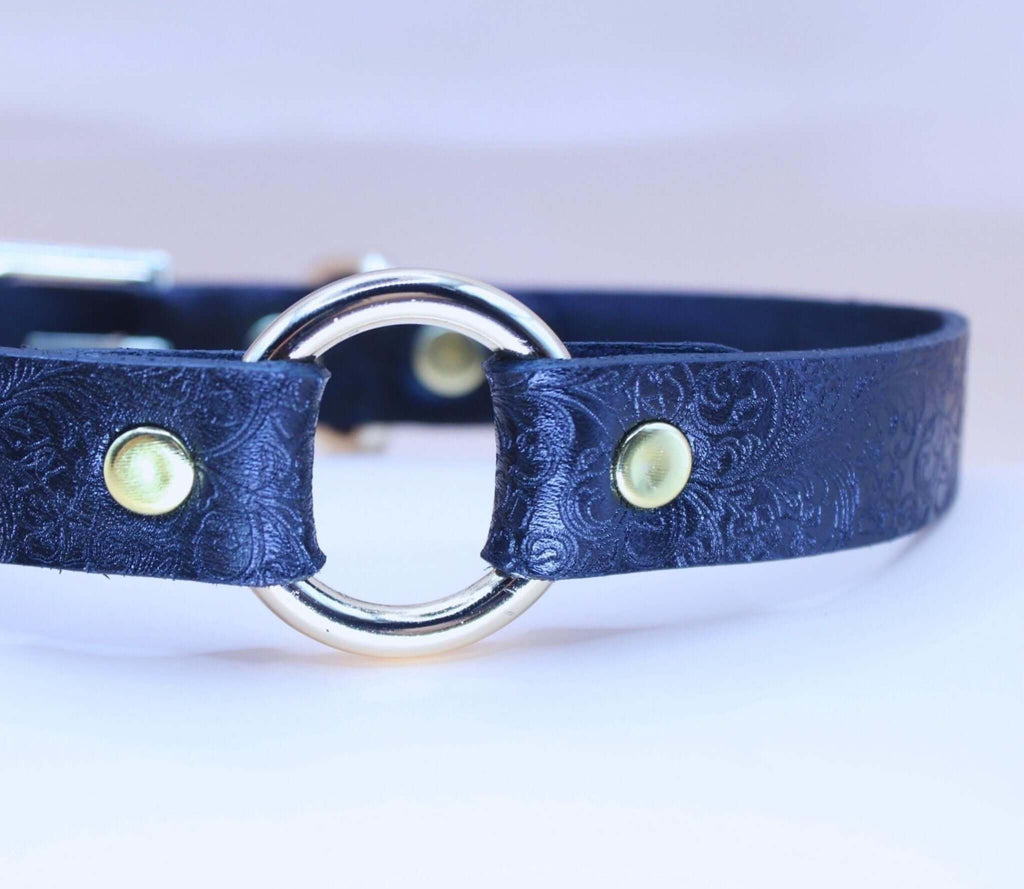 Black Floral BDSM Collar Elegant Sub Design