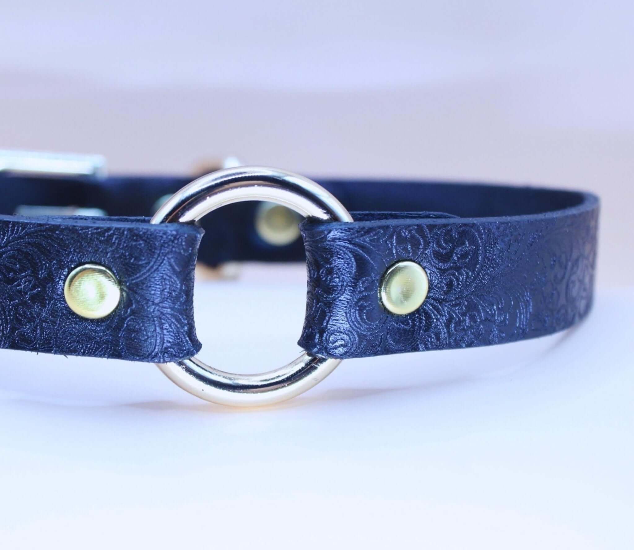 Black Floral BDSM Collar Elegant Sub Design