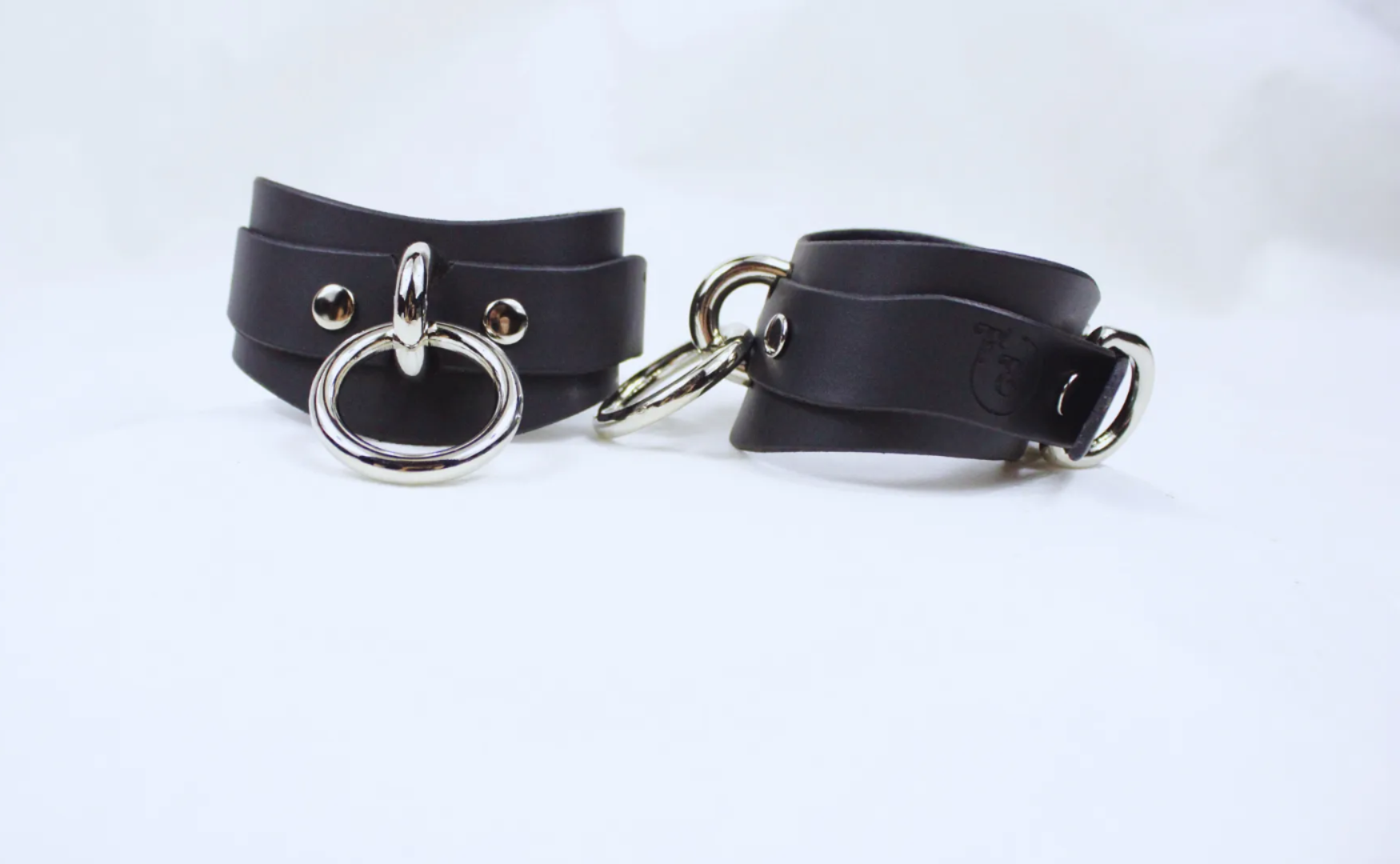 Bondage Cuffs Black Leather Submissive Restraints