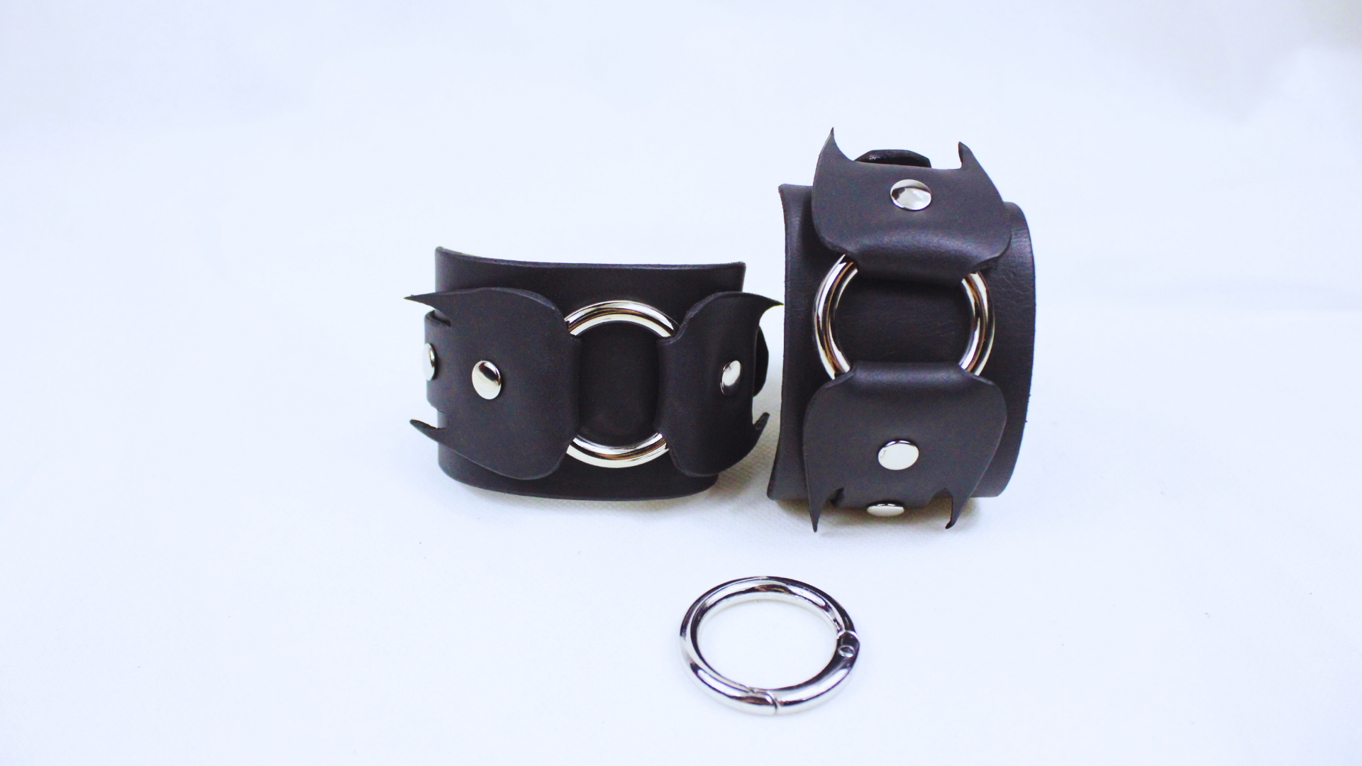 Bondage Cuffs Black Gothic Rings Submissive Restraints