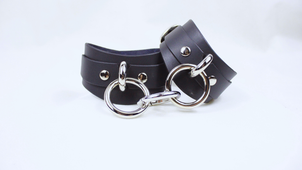 Bondage Cuffs Black Leather Submissive Restraints