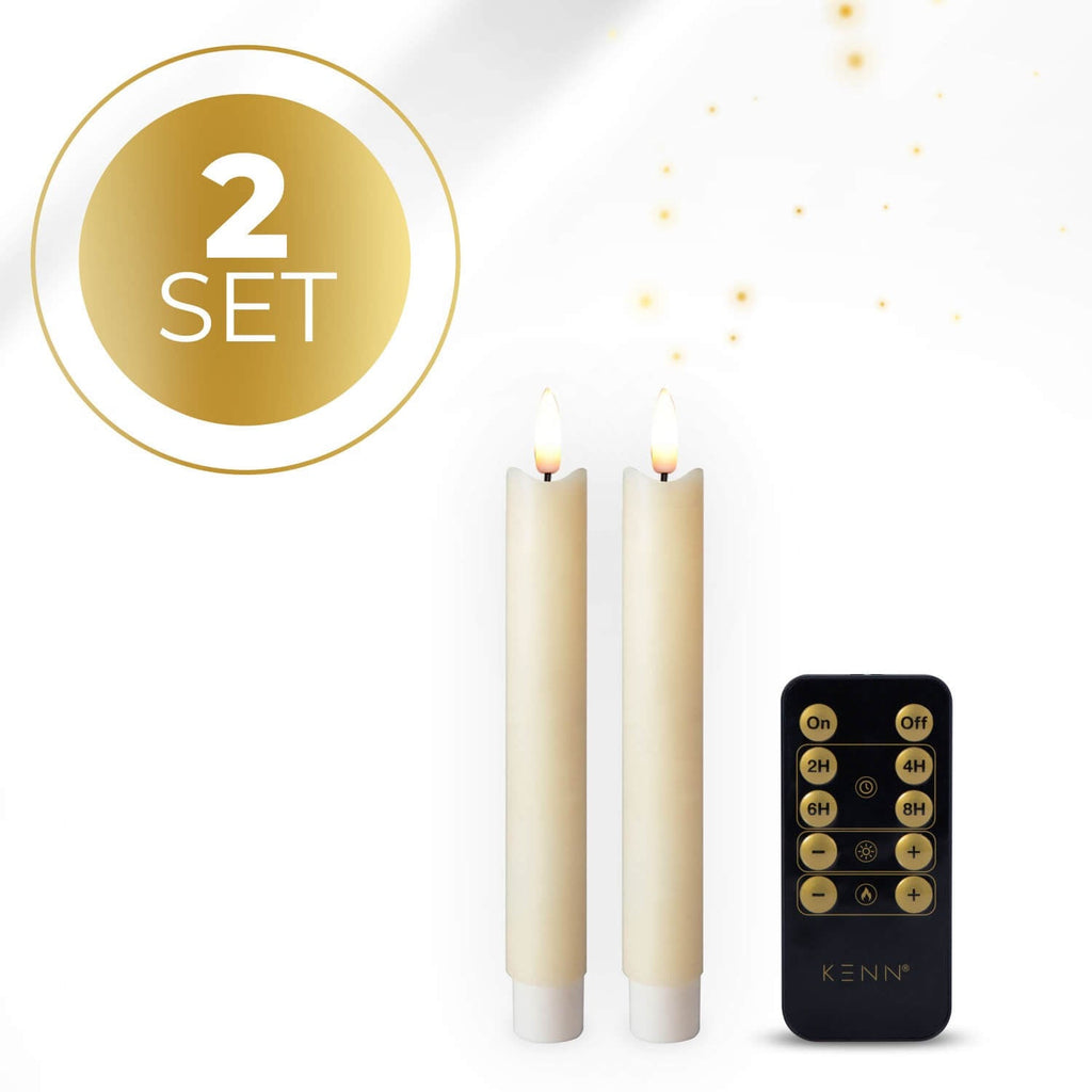 KENN® LED Dinerkaarsen Klein – Set van 2 – Ivoor