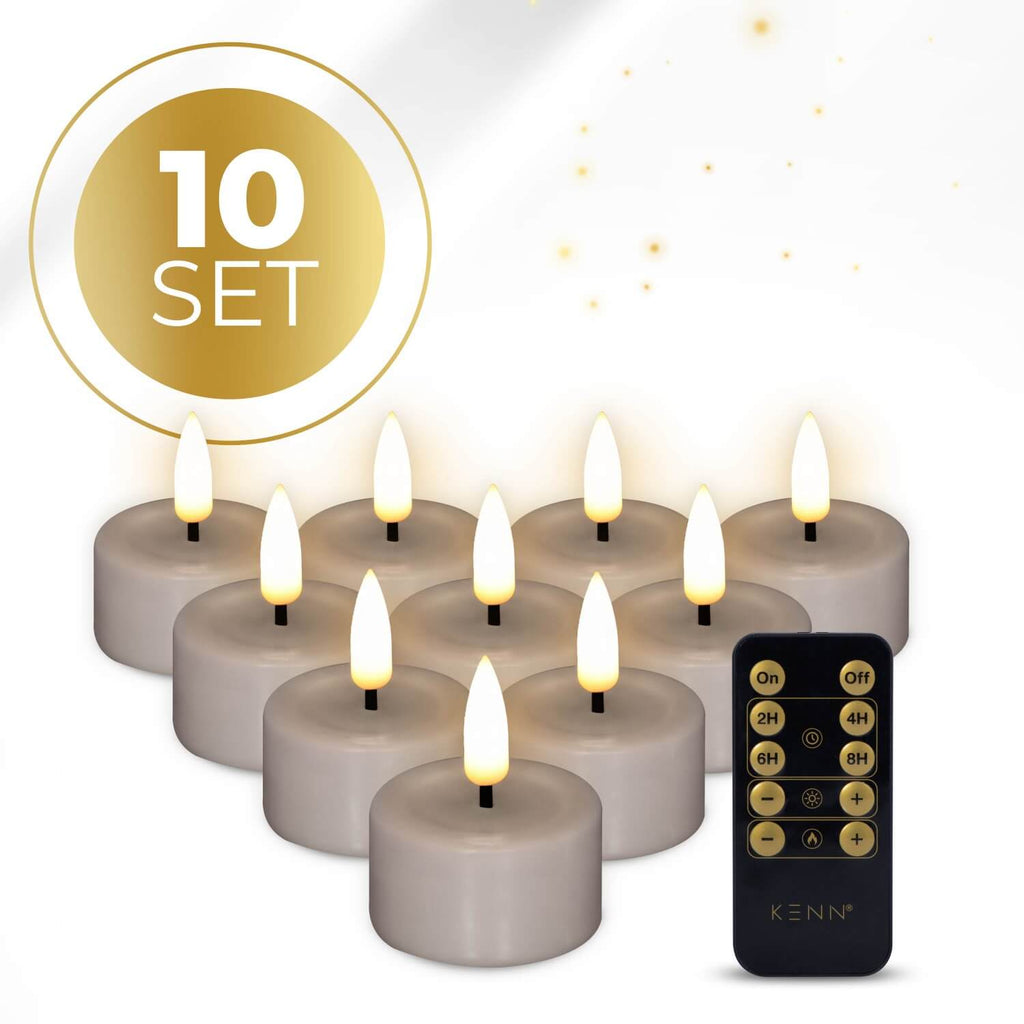 KENN® LED Waxinelichtjes – Set van 10 – Taupe