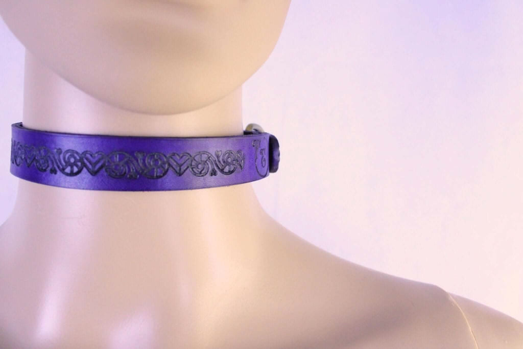 Day Collar Purple Leather Submissive Collar  Discreet BDSM Choker