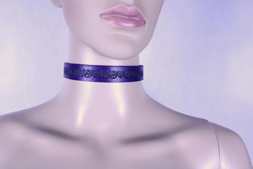 Day Collar Purple Leather Submissive Collar  Discreet BDSM Choker